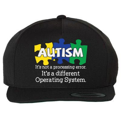 It's A Different Operating System Autism Awareness, Autism Puzzle Wool Snapback Cap