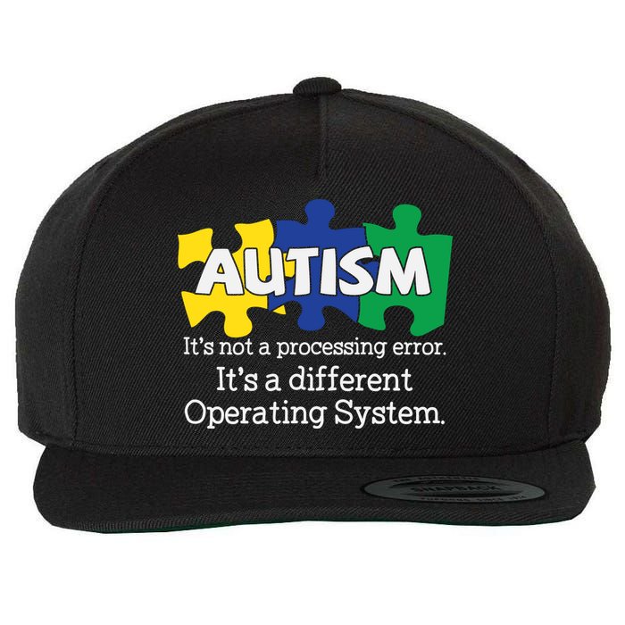 It's A Different Operating System Autism Awareness, Autism Puzzle Wool Snapback Cap