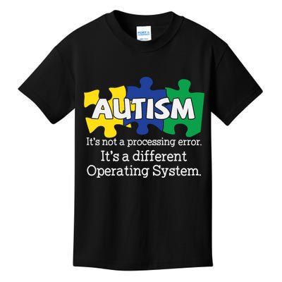It's A Different Operating System Autism Awareness, Autism Puzzle Kids T-Shirt