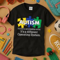 It's A Different Operating System Autism Awareness, Autism Puzzle Kids T-Shirt