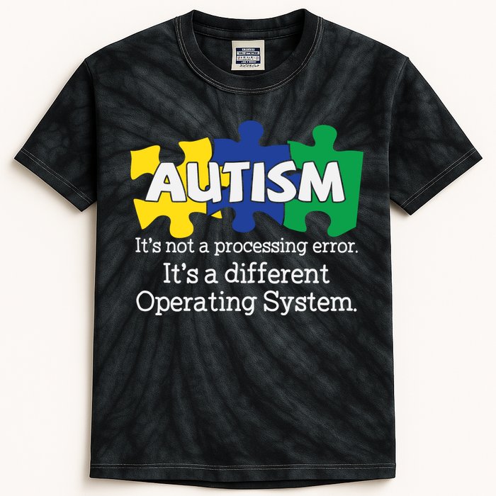 It's A Different Operating System Autism Awareness, Autism Puzzle Kids Tie-Dye T-Shirt