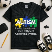 It's A Different Operating System Autism Awareness, Autism Puzzle Kids Tie-Dye T-Shirt