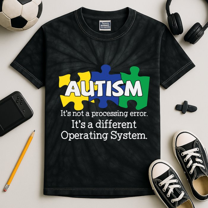 It's A Different Operating System Autism Awareness, Autism Puzzle Kids Tie-Dye T-Shirt