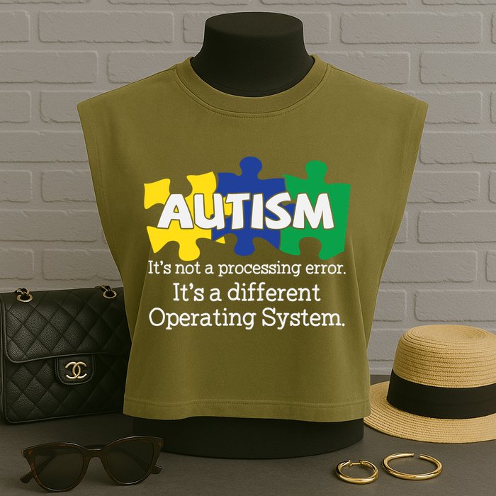 It's A Different Operating System Autism Awareness, Autism Puzzle Garment-Dyed Women's Muscle Tee
