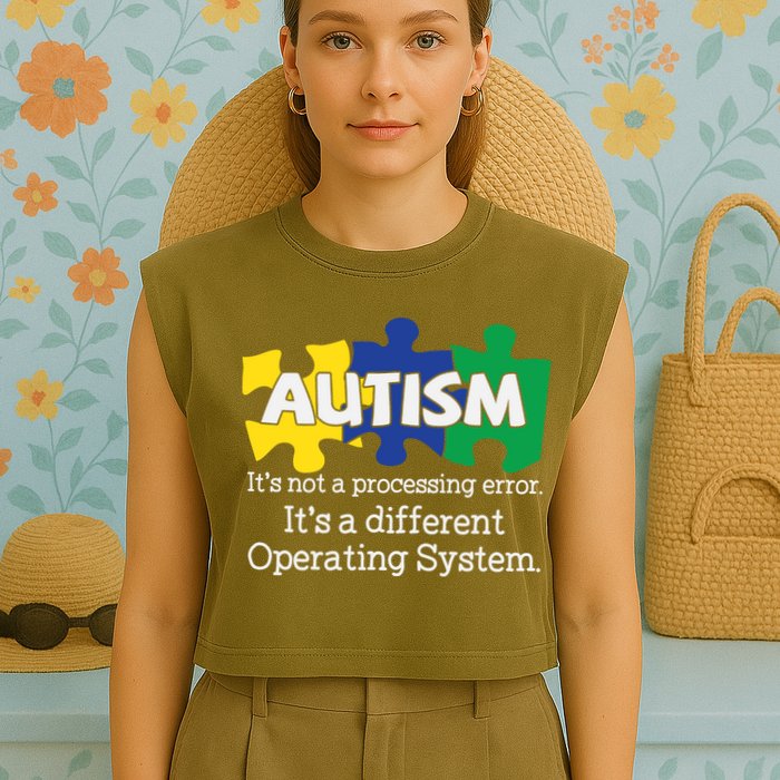 It's A Different Operating System Autism Awareness, Autism Puzzle Garment-Dyed Women's Muscle Tee
