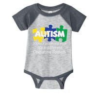 It's A Different Operating System Autism Awareness, Autism Puzzle Infant Baby Jersey Bodysuit