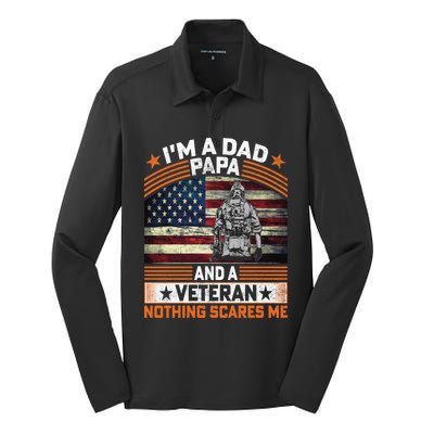 I'm A Dad Papa And Veteran Father's Day Funny Funny Gift Silk Touch Performance Long Sleeve Polo