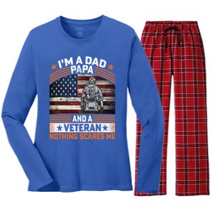 I'm A Dad Papa And Veteran Father's Day Funny Funny Gift Women's Long Sleeve Flannel Pajama Set 