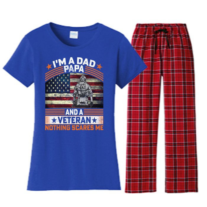 I'm A Dad Papa And Veteran Father's Day Funny Funny Gift Women's Flannel Pajama Set