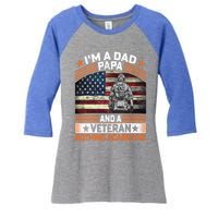 I'm A Dad Papa And Veteran Father's Day Funny Funny Gift Women's Tri-Blend 3/4-Sleeve Raglan Shirt