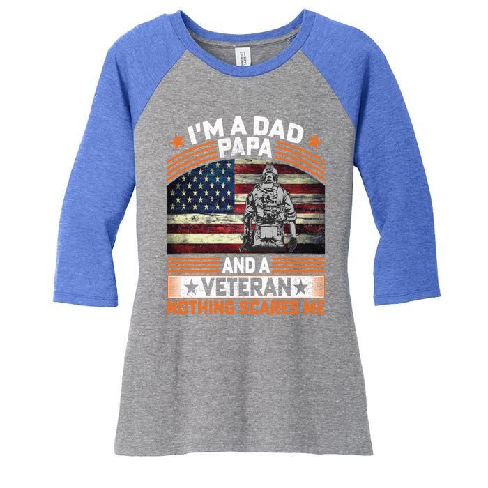 I'm A Dad Papa And Veteran Father's Day Funny Funny Gift Women's Tri-Blend 3/4-Sleeve Raglan Shirt