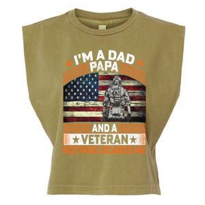 I'm A Dad Papa And Veteran Father's Day Funny Funny Gift Garment-Dyed Women's Muscle Tee