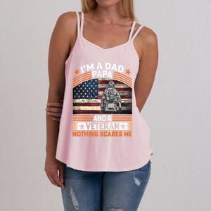 I'm A Dad Papa And Veteran Father's Day Funny Funny Gift Women's Strappy Tank