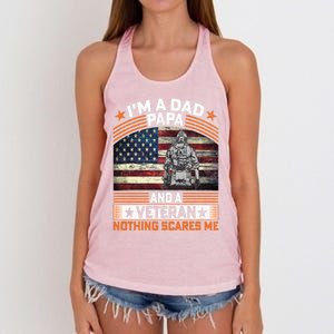 I'm A Dad Papa And Veteran Father's Day Funny Funny Gift Women's Knotted Racerback Tank