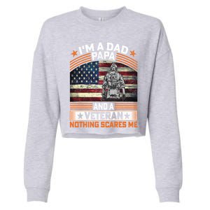 I'm A Dad Papa And Veteran Father's Day Funny Funny Gift Cropped Pullover Crew