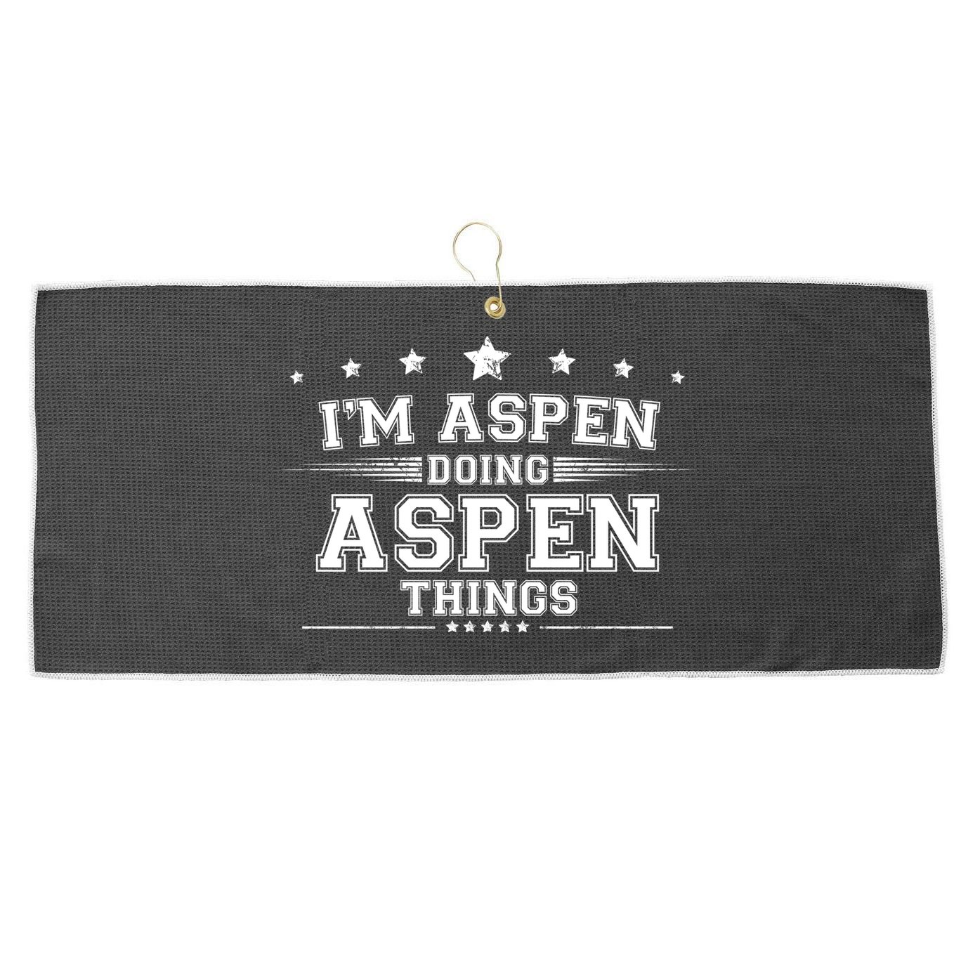 Im Aspen Doing Aspen Things Large Microfiber Waffle Golf Towel