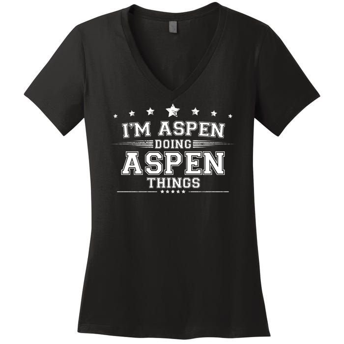 Im Aspen Doing Aspen Things Women's V-Neck T-Shirt