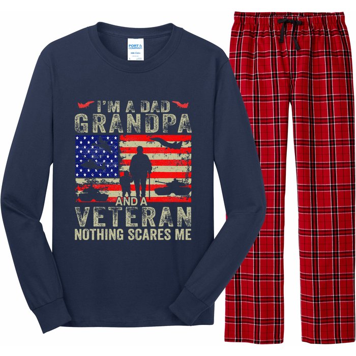 IM A Dad Grandpa And Veteran Grandpa Fathers Day Vintage Long Sleeve Pajama Set