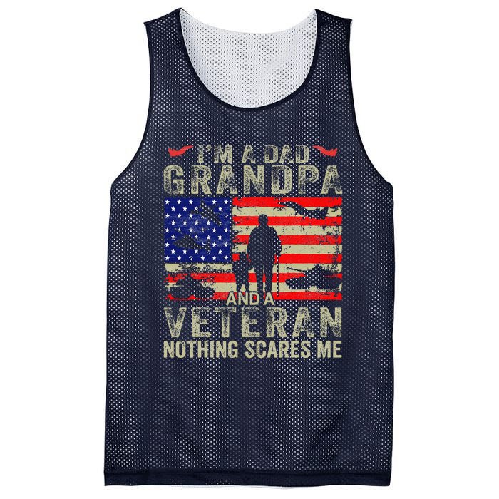 IM A Dad Grandpa And Veteran Grandpa Fathers Day Vintage Mesh Reversible Basketball Jersey Tank