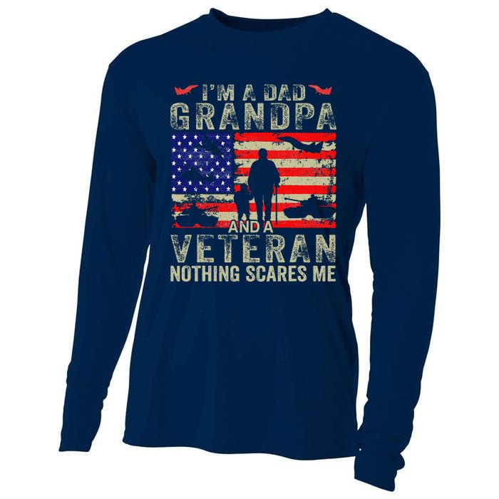 IM A Dad Grandpa And Veteran Grandpa Fathers Day Vintage Cooling Performance Long Sleeve Crew