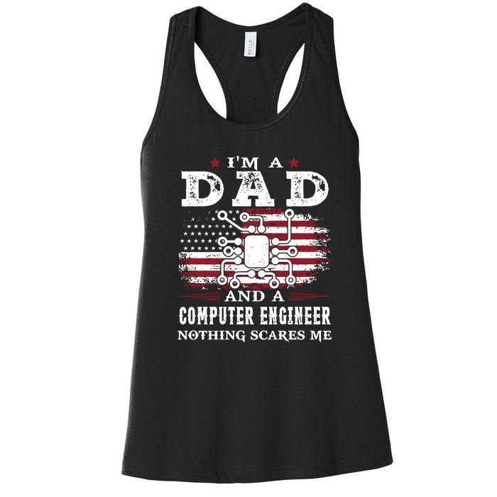 Im A Dad And A Computer Engineer Nothing Scares Me Fathers Day Gifts Women's Racerback Tank