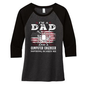 Im A Dad And A Computer Engineer Nothing Scares Me Fathers Day Gifts Women's Tri-Blend 3/4-Sleeve Raglan Shirt