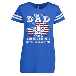 Im A Dad And A Computer Engineer Nothing Scares Me Fathers Day Gifts Enza Ladies Jersey Football T-Shirt