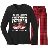 Im A Dad Grandpa And Vietnam Veteran Nothing Scares Me Women's Long Sleeve Flannel Pajama Set 