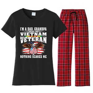 Im A Dad Grandpa And Vietnam Veteran Nothing Scares Me Women's Flannel Pajama Set