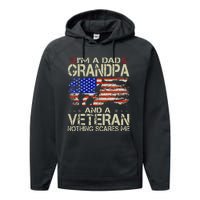 Im A Dad Grandpa And Veteran Fathers Day Papa Grandpa Gifts Performance Fleece Hoodie