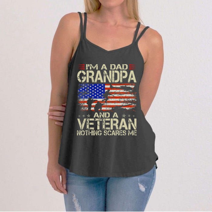 Im A Dad Grandpa And Veteran Fathers Day Papa Grandpa Gifts Women's Strappy Tank