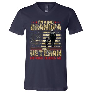 Im A Dad Grandpa And Veteran Fathers Day Papa Grandpa V-Neck T-Shirt