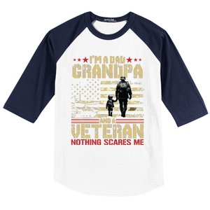 Im A Dad Grandpa And Veteran Fathers Day Papa Grandpa Baseball Sleeve Shirt