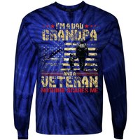 Im A Dad Grandpa And Veteran Fathers Day Papa Grandpa Tie-Dye Long Sleeve Shirt