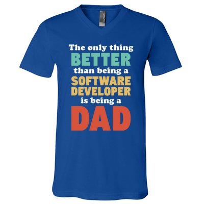 I'm A Dad And Software Engineer Funny Fatherhood Funny Dad Gift V-Neck T-Shirt