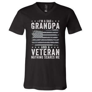 I'm A Dad Grandpa And Veteran Fathers Day Papa Grandpa V-Neck T-Shirt