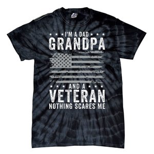 I'm A Dad Grandpa And Veteran Fathers Day Papa Grandpa Tie-Dye T-Shirt