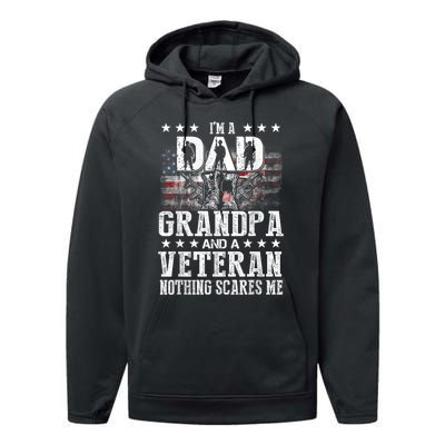 IM A Dad Grandpa Veteran Funny Grandpa FatherS Day Performance Fleece Hoodie