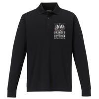 IM A Dad Grandpa Veteran Funny Grandpa FatherS Day Performance Long Sleeve Polo