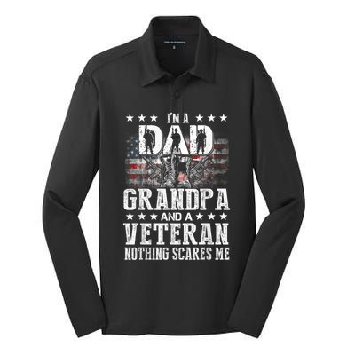 IM A Dad Grandpa Veteran Funny Grandpa FatherS Day Silk Touch Performance Long Sleeve Polo