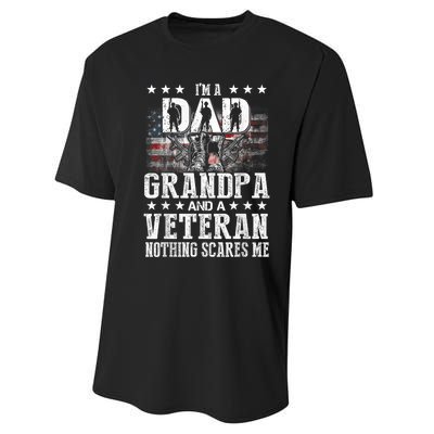 IM A Dad Grandpa Veteran Funny Grandpa FatherS Day Performance Sprint T-Shirt