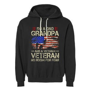 Im A Dad Grandpa And Vietnam Veteran Us Flag Papa Garment-Dyed Fleece Hoodie