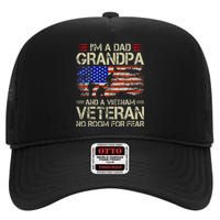 Im A Dad Grandpa And Vietnam Veteran Us Flag Papa High Crown Mesh Back Trucker Hat