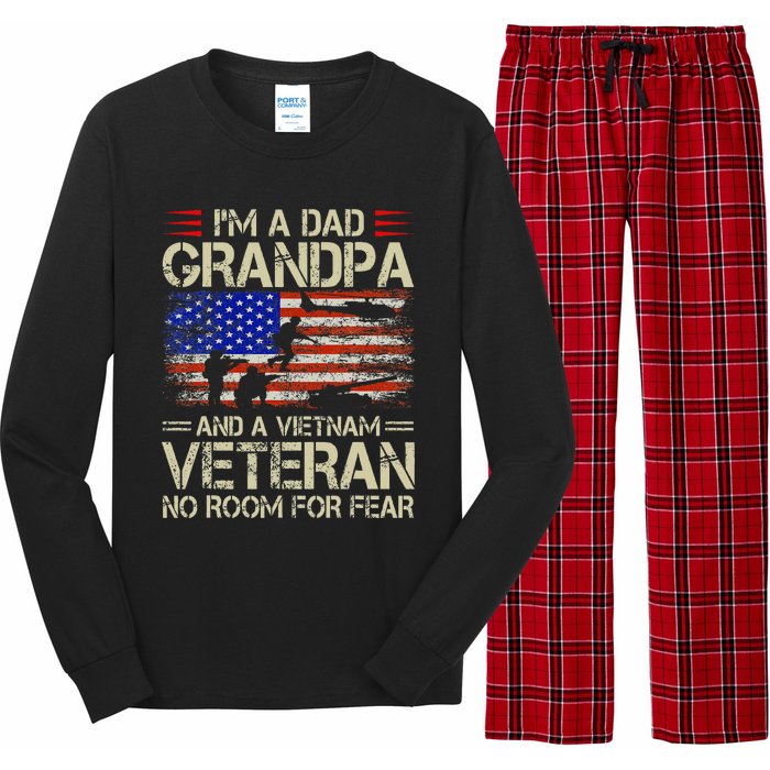 Im A Dad Grandpa And Vietnam Veteran Us Flag Papa Long Sleeve Pajama Set