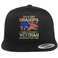 Im A Dad Grandpa And Vietnam Veteran Us Flag Papa Flat Bill Trucker Hat