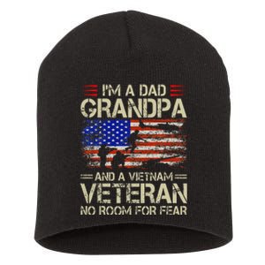 Im A Dad Grandpa And Vietnam Veteran Us Flag Papa Short Acrylic Beanie