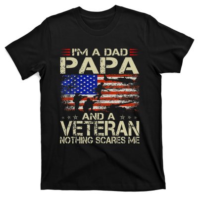 IM A Dad Papa And Veteran Retro Dad Papa Grandpa T-Shirt