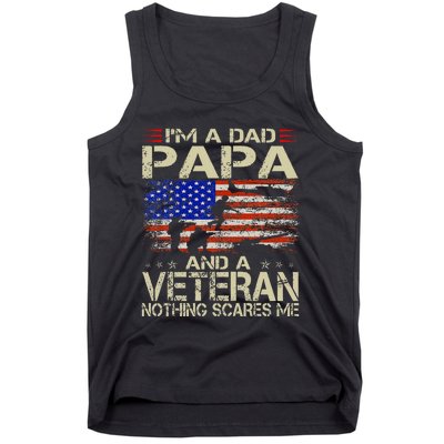 IM A Dad Papa And Veteran Retro Dad Papa Grandpa Tank Top