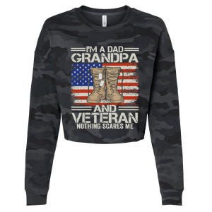 IM A Dad Grandpa And Veteran Fathers Day Cropped Pullover Crew