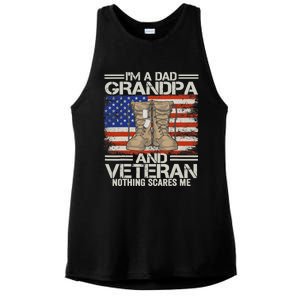 IM A Dad Grandpa And Veteran Fathers Day Ladies PosiCharge Tri-Blend Wicking Tank